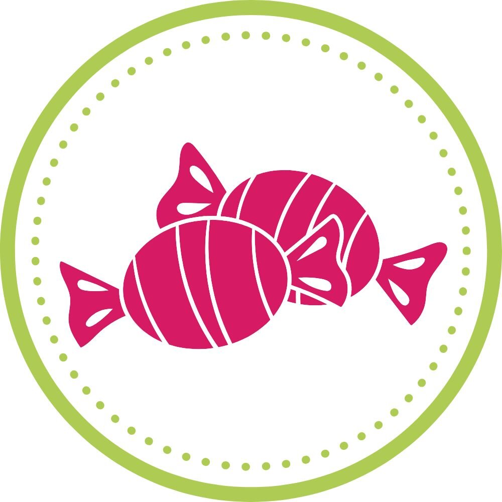 SymbolIcon mit Bonbons in grünem Rahmen