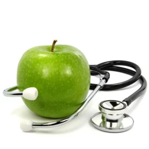 Apfel mit Stetoskop