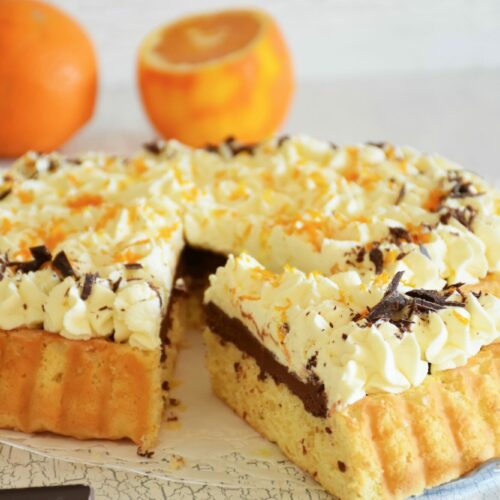 Orangen-Schokotarte mit Maskarponetopping