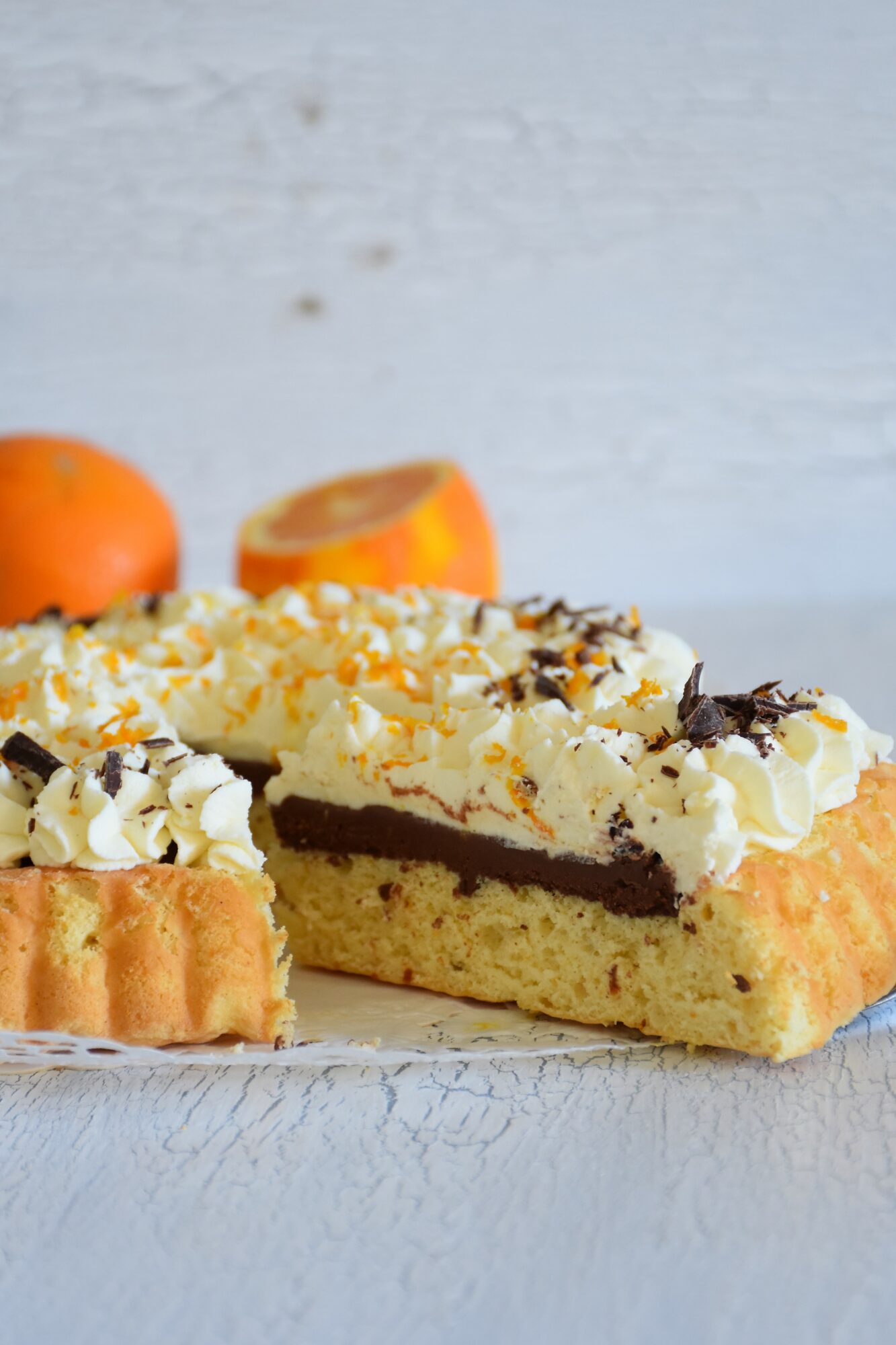 Orangen-Schokotarte mit Maskarponetopping