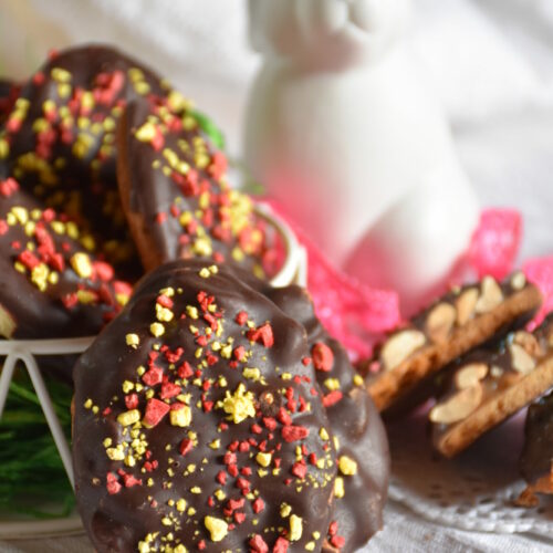 Osterkekse à la Snickers, selbstvemacht, mit Erdnuss, glutenfrei, fructosefrei, mit Streuzucker