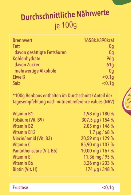 Vitaminzusammensetzung-Multivitamin-Maracuja-Bonbons