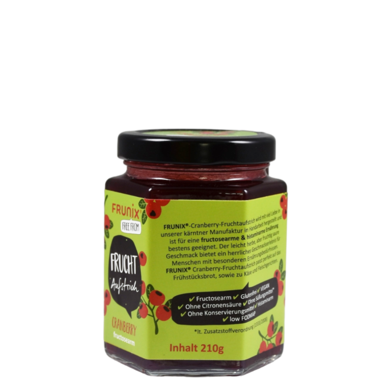 Cranberry-Fruchtaufstrich, fructosefrei, fructosefrei, sorbitarm, histaminarm