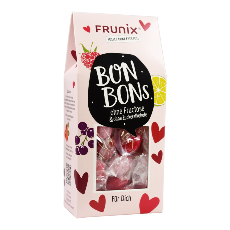 Fructosefreie Bonbonmischung als geschenk "Für DIch", befüllt mit den Sorten Himbeere, Johannisbeere