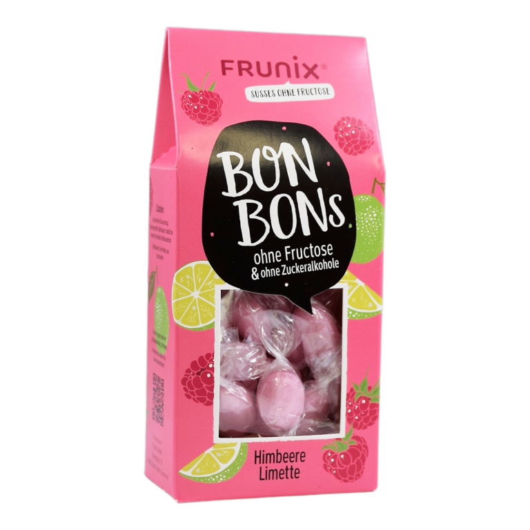 Himbeerbonbons ohne Fructose in Kartonverpackung, 90g