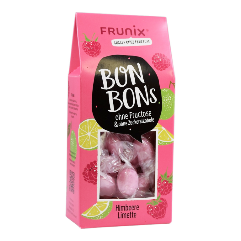 Himbeer-Bonbons fructosefrei in Giebelbox