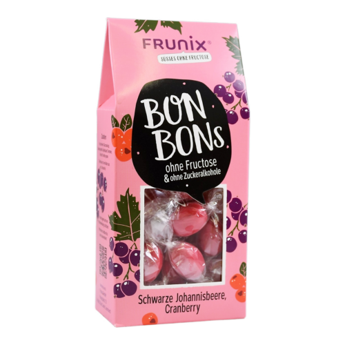 Johannisbeer-Cranberry-Bonbons, fructosefrei, sorbitfrei, in hübscher Giebelbox