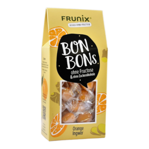 Orange-Ingwer-Bonbons fructosefrei in Giebelbox