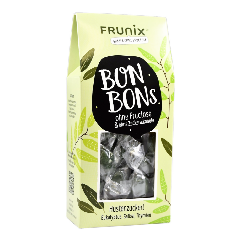 Bonbons ohne Fructose, Hustenbonbons, in Giebelbox