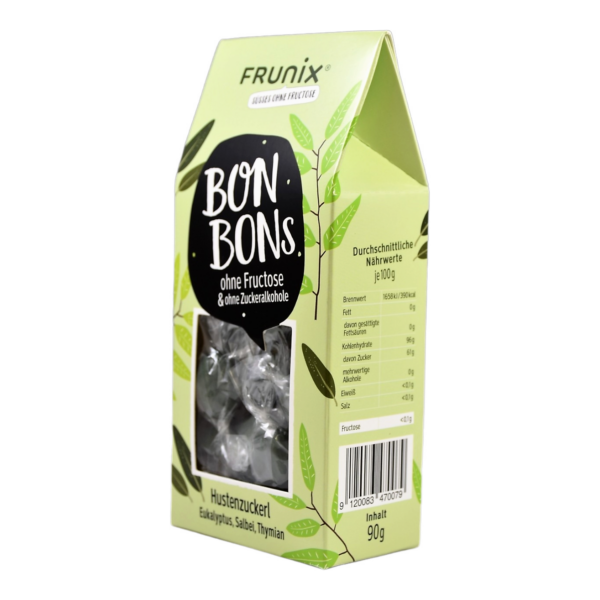 Bonbons ohne Fructose, Hustenbonbons, in Giebelbox