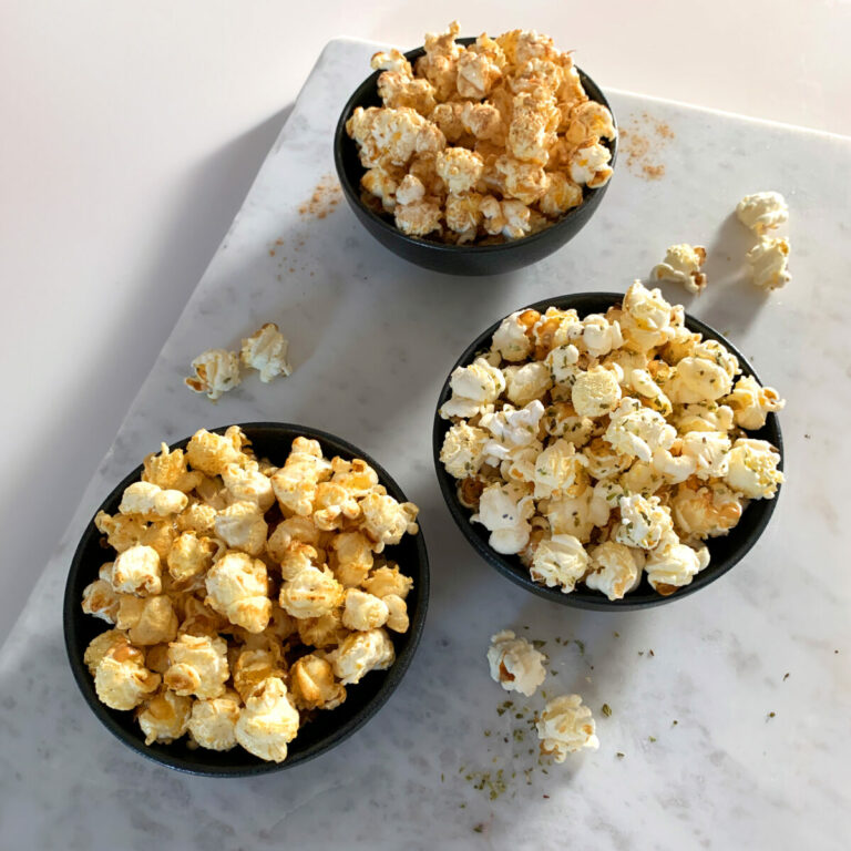 Drei Popcornvarianten histaminfrei, vegan und fructosefrei