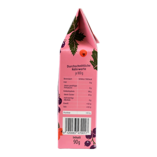 Johannisbeer-Cranberry-Bonbons, fructosefrei, sorbitfrei, in hübscher Giebelbox