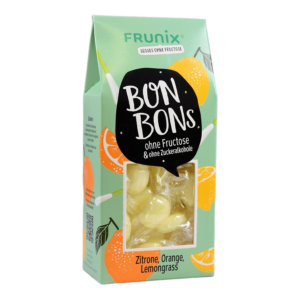 Zitrone-Lemongrass-Bonbons ohne Fructose, in hübscher Giebelbox